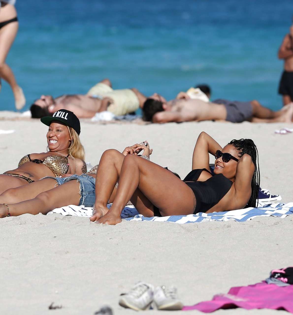 Christina Milian exposing nipples slip in bikini on beach #75229768