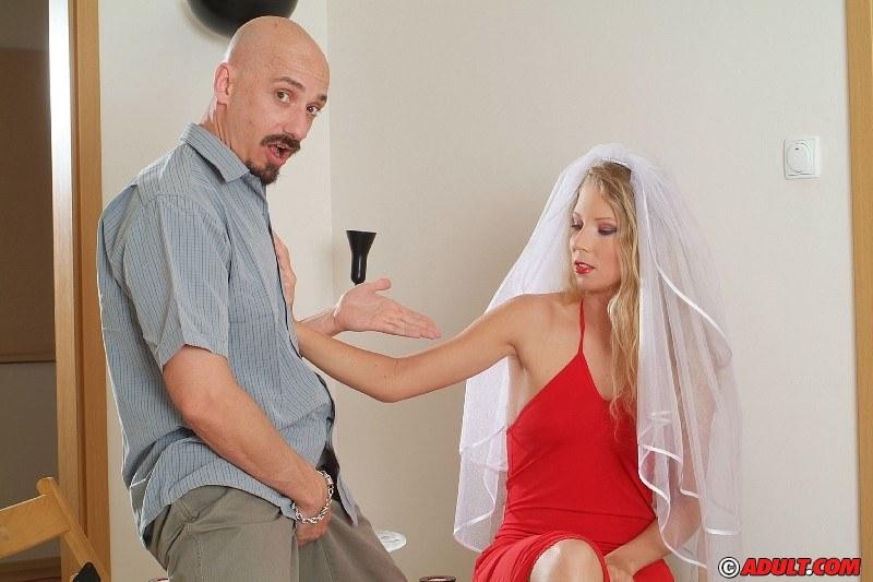 Amateur blonde gets banged  in bride costume #73781350