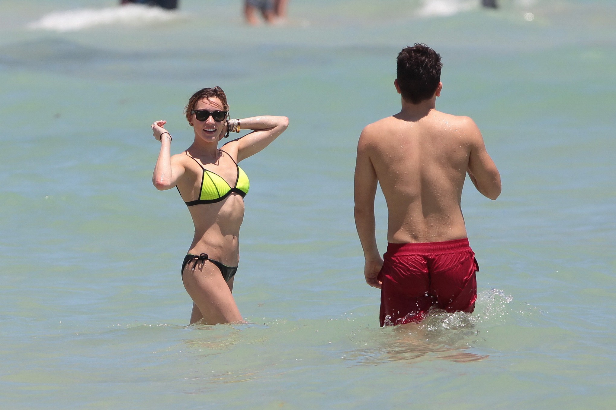 Katie Cassidy showing off her hot body in a tiny black and yellow bikini at the  #75166737