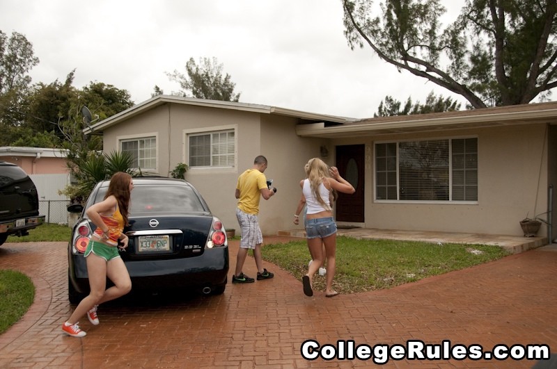 Super hot real college babes go wild after a beer bong party #79422398