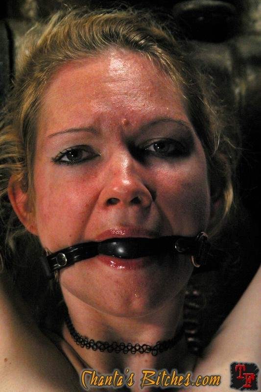 Une blonde avec un bâillon dans la bouche, bondagée et baisée en femdom
 #72179135