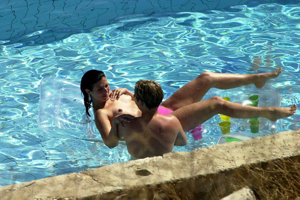 Kym Marsh showing her nice big tits on pool paparazzi pictures and in see thru d #75387366