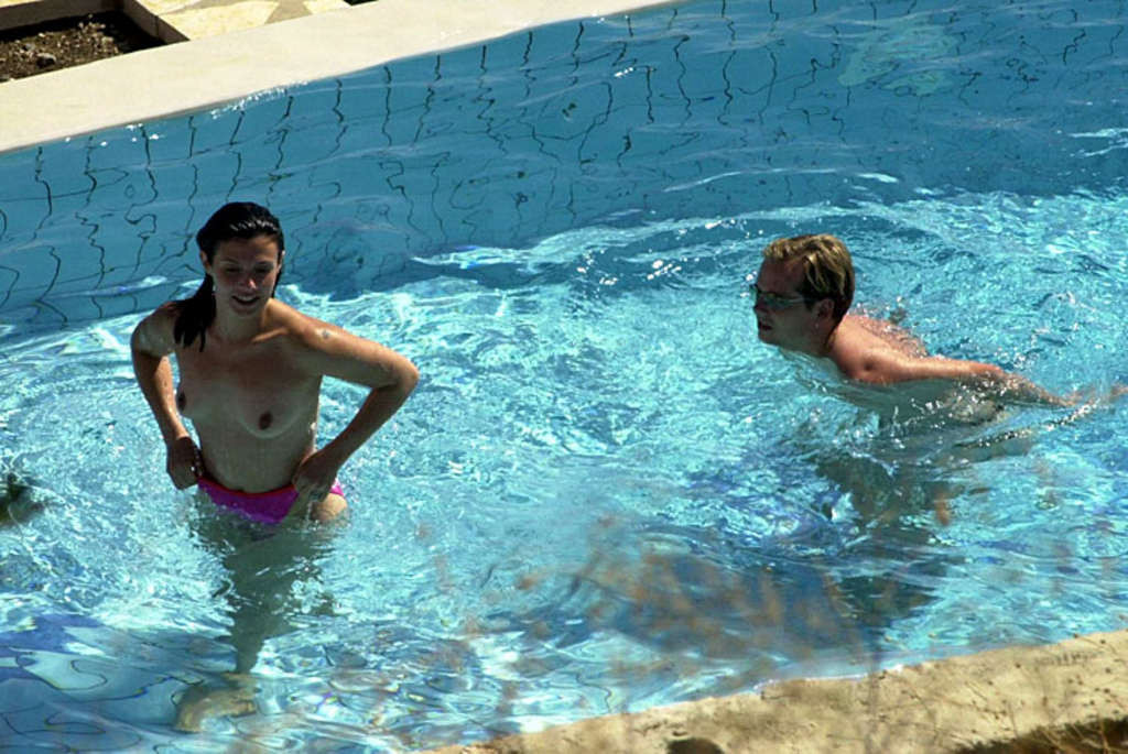 Kym Marsh showing her nice big tits on pool paparazzi pictures and in see thru d #75387374