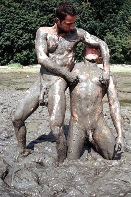 Two muscle dudes outdoor wrestling and pounding in the dirt #76959952