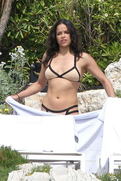 Michelle Rodriguez caught in sexy bikini on the beach #75262256