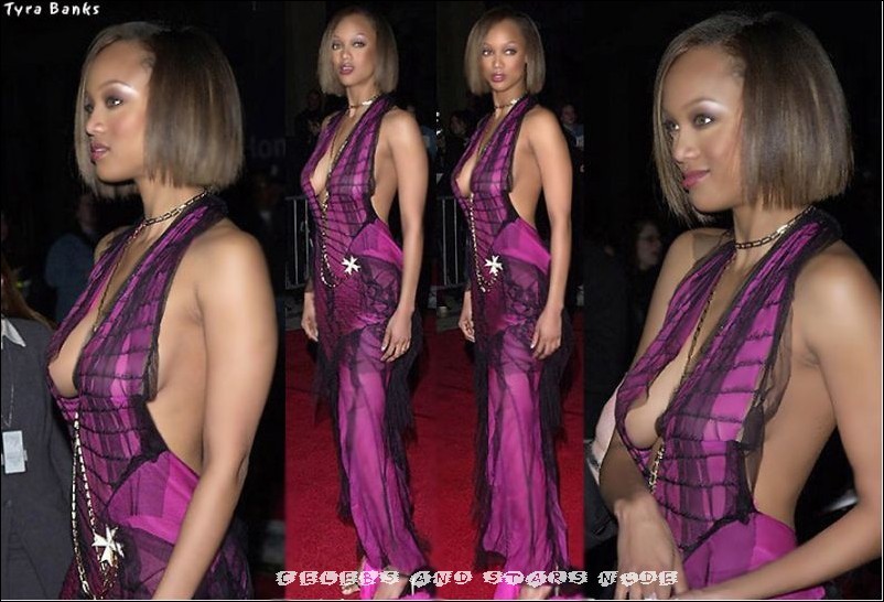 talkshow host and model Tyra Banks shows us her brown nipples #72738752