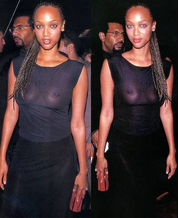talkshow host and model Tyra Banks shows us her brown nipples #72738769