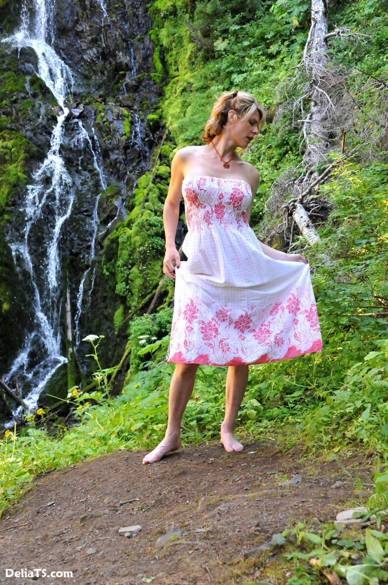 Pretty Delia by waterfall erect under her dress #67311896