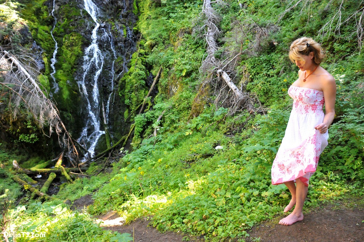 Pretty Delia by waterfall erect under her dress #67311942