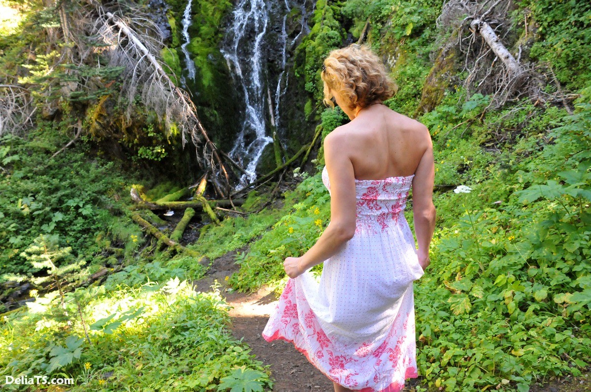 Pretty Delia by waterfall erect under her dress #67311980