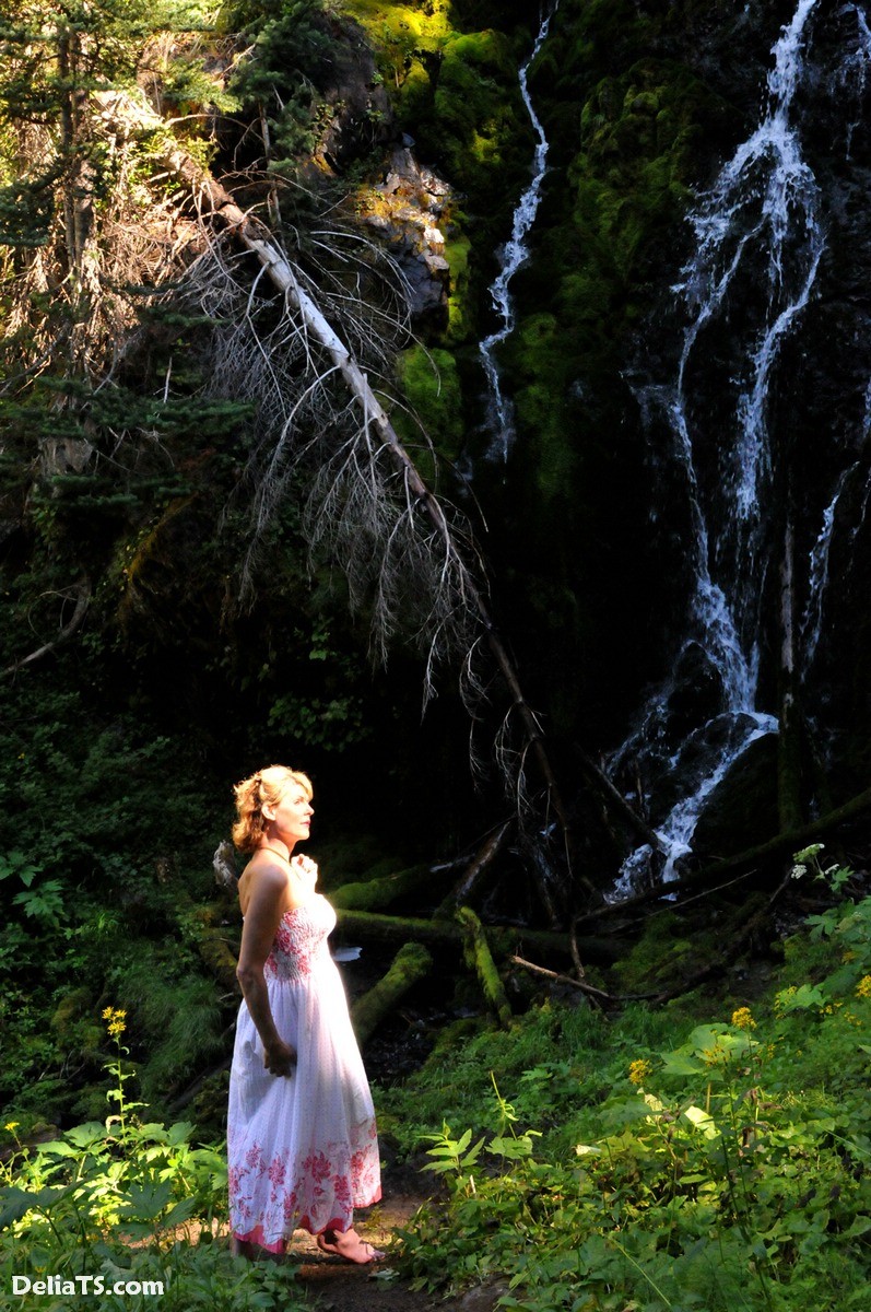 Pretty Delia by waterfall erect under her dress #67312103