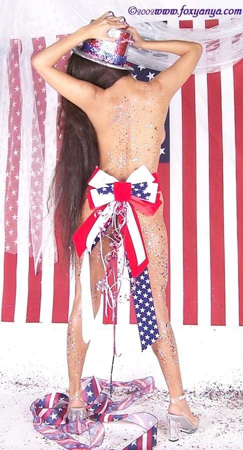 sexy latina bares all in patriotic bows and glitter #74946344