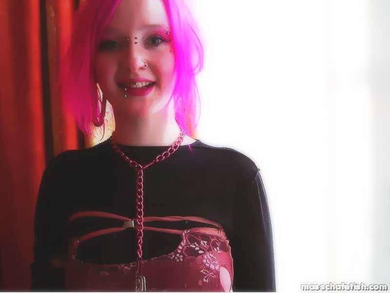 Pink haired goth girl Masscha fooling around in hot pink panties #73261332