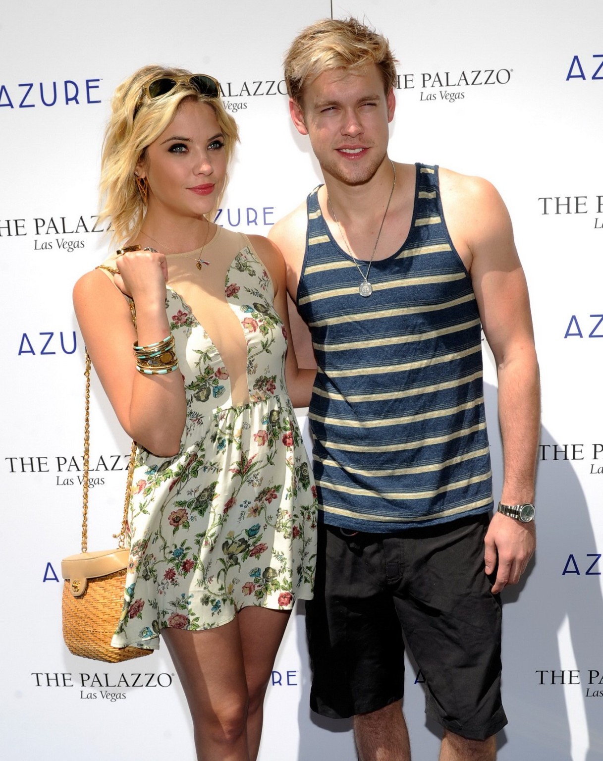 Ashley Benson cleavy showing side boob in a flower print mini dress at Azure poo #75253663