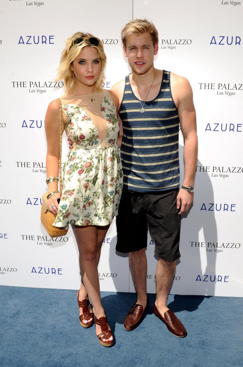 Ashley Benson cleavy showing side boob in a flower print mini dress at Azure poo #75253669