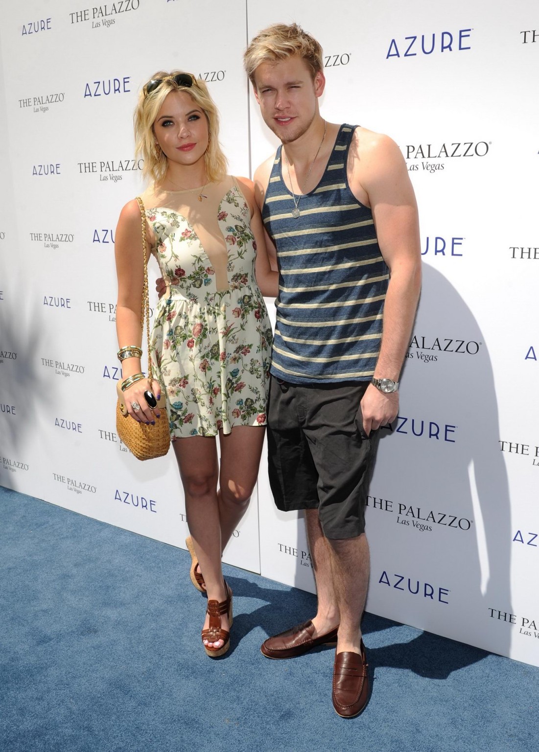 Ashley Benson cleavy showing side boob in a flower print mini dress at Azure poo #75253679