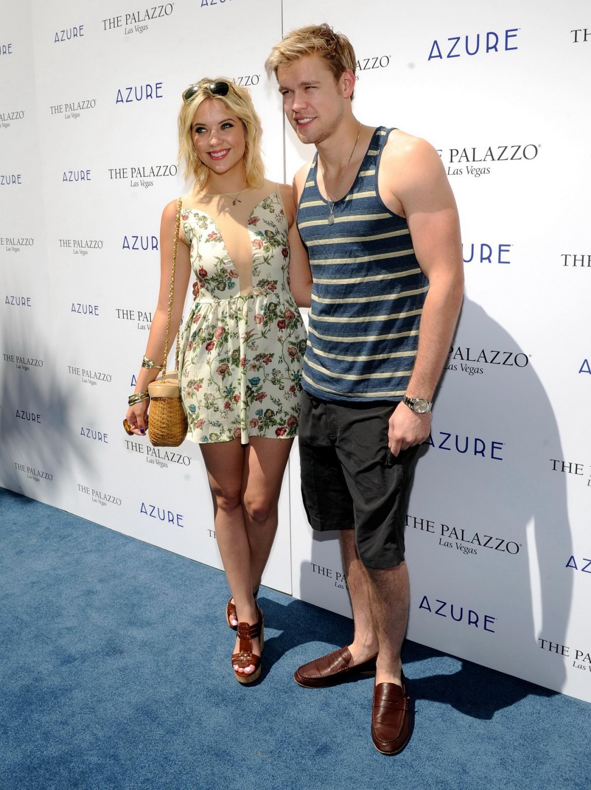 Ashley Benson cleavy showing side boob in a flower print mini dress at Azure poo #75253683
