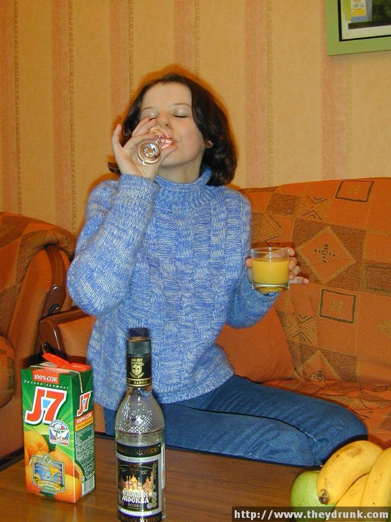 Young Russian teen gets drunk and caresses her tight slit #67871068