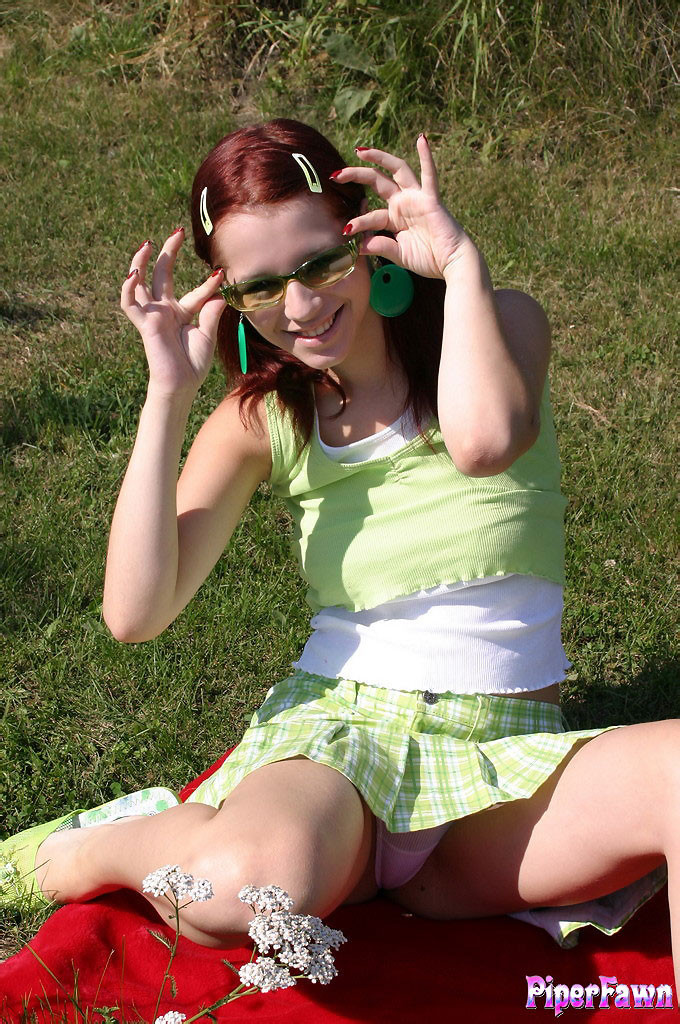 Cute teen has picnic fun #78984972