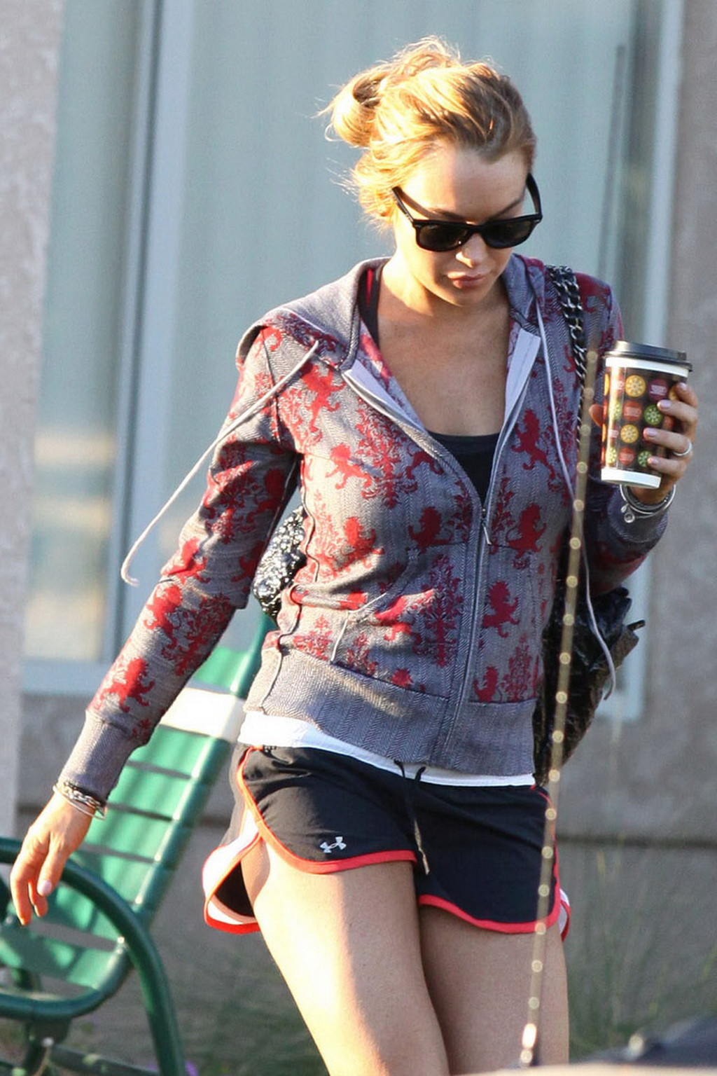 Lindsay Lohan leggy  cleavy wearing low cut top  denim shorts at the Betty Ford  #75326181