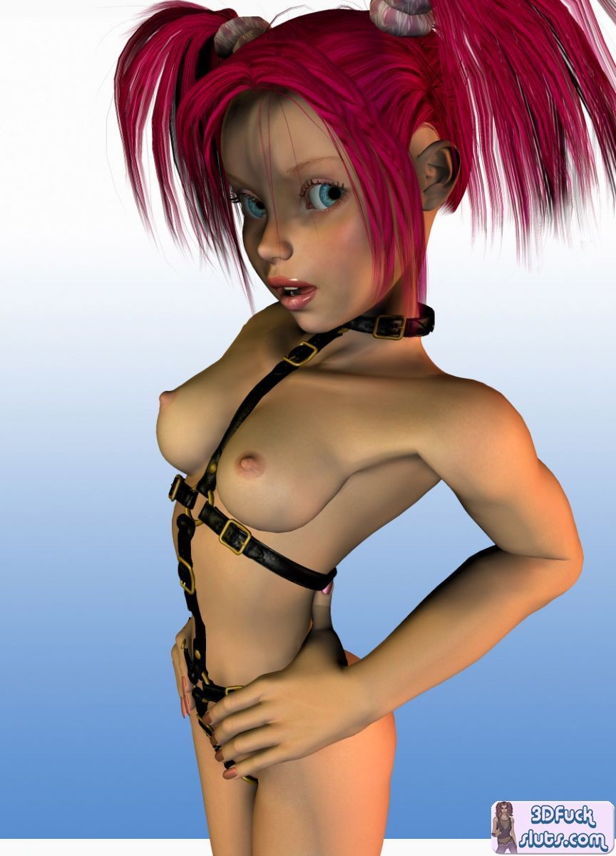 Desnudo 3d chica toon pelo rojo en coletas
 #69688246