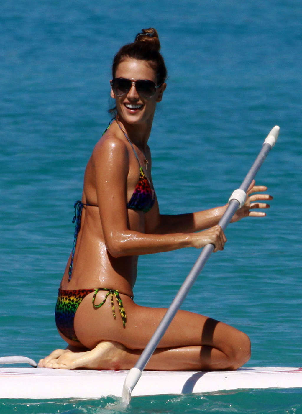 Alessandra Ambrosio her ass looking hot and sexy in colorful bikini #75362885