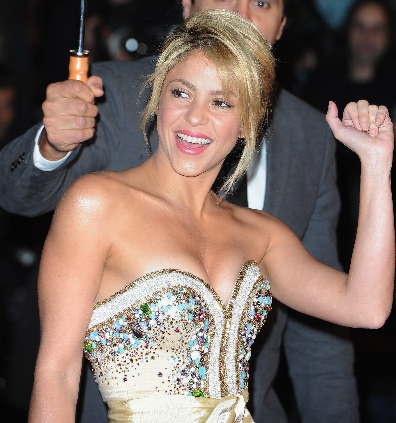 Shakira busty wearing a strapless little dress at NRJ Music Awards in Cannes #75275279