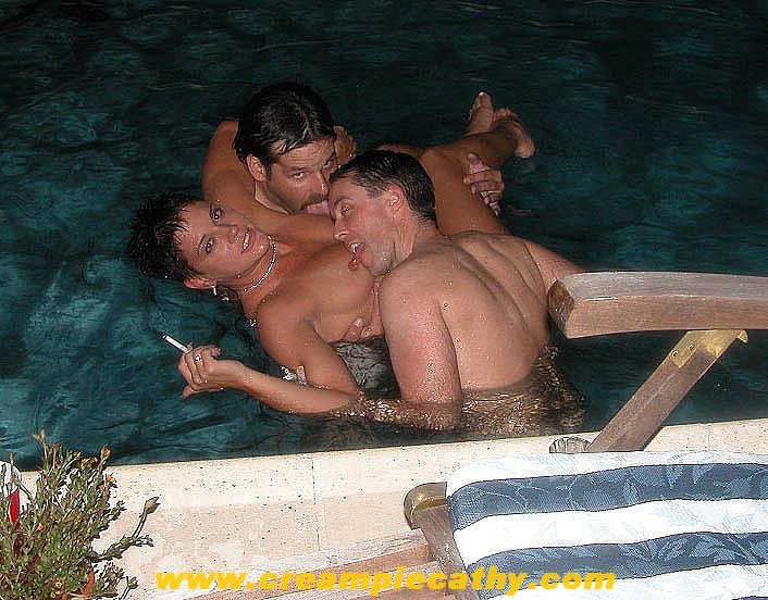 Group of friends have sex in hotel pool #78913583