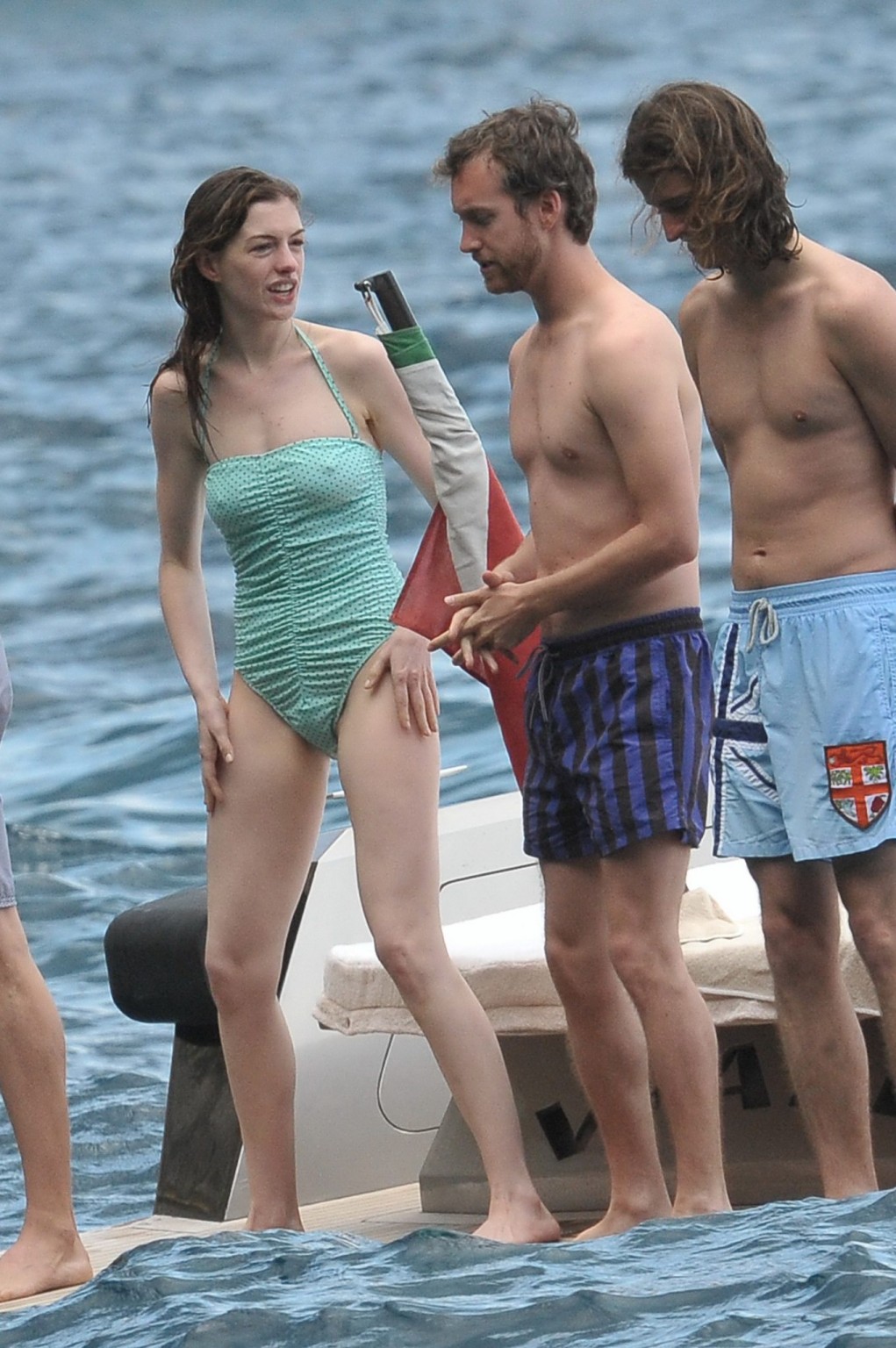 Anne Hathaway shows pokies wearing skimpy wet swimsuit in Italy #75294987