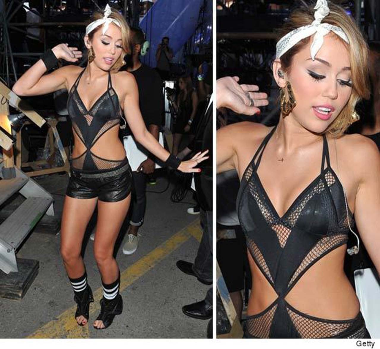 Miley Cyrus posing sexy in slutty outfit and showing her great legs in mini dres #75315071