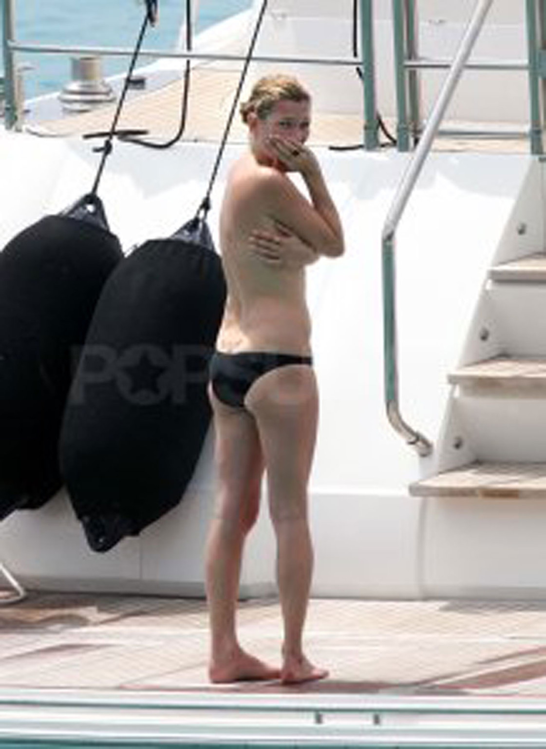 Kate Moss enjoying with her boyfriend on yacht in topless paparazzi photos #75347807