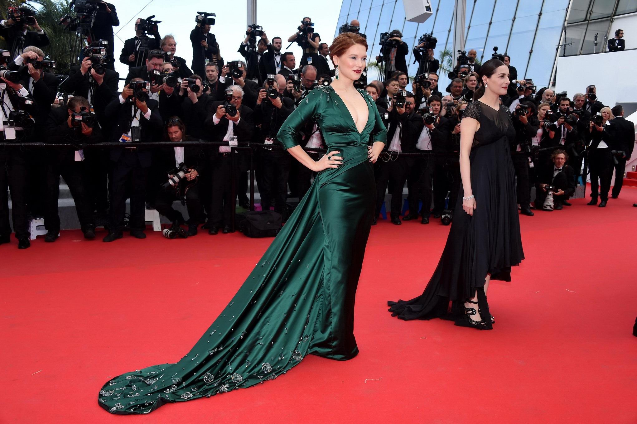 Lea Seydoux showing huge cleavage at the Saint Laurent premiere in Cannes #75195851