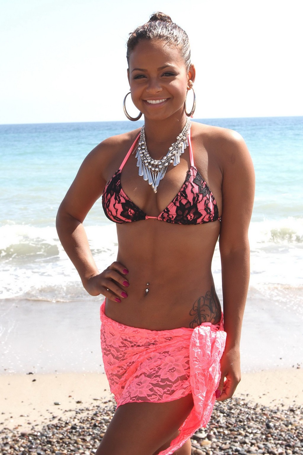 Christina Milian showing off her bikini body on Malibu Beach #75290962