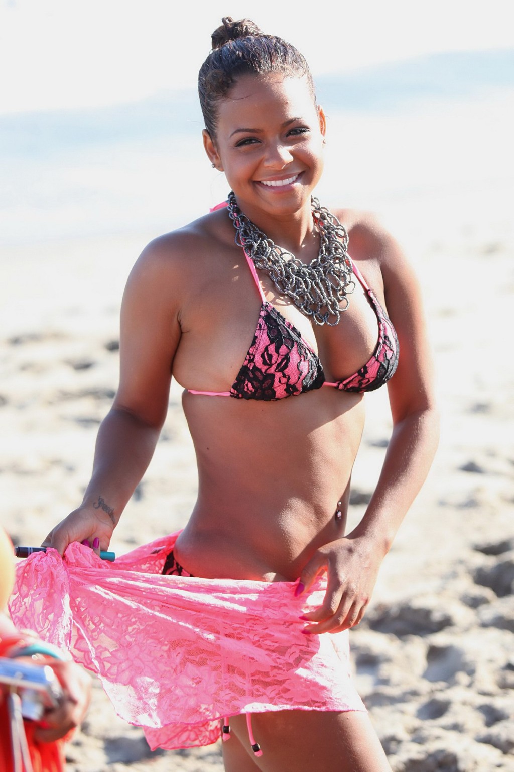 Christina Milian showing off her bikini body on Malibu Beach #75290967