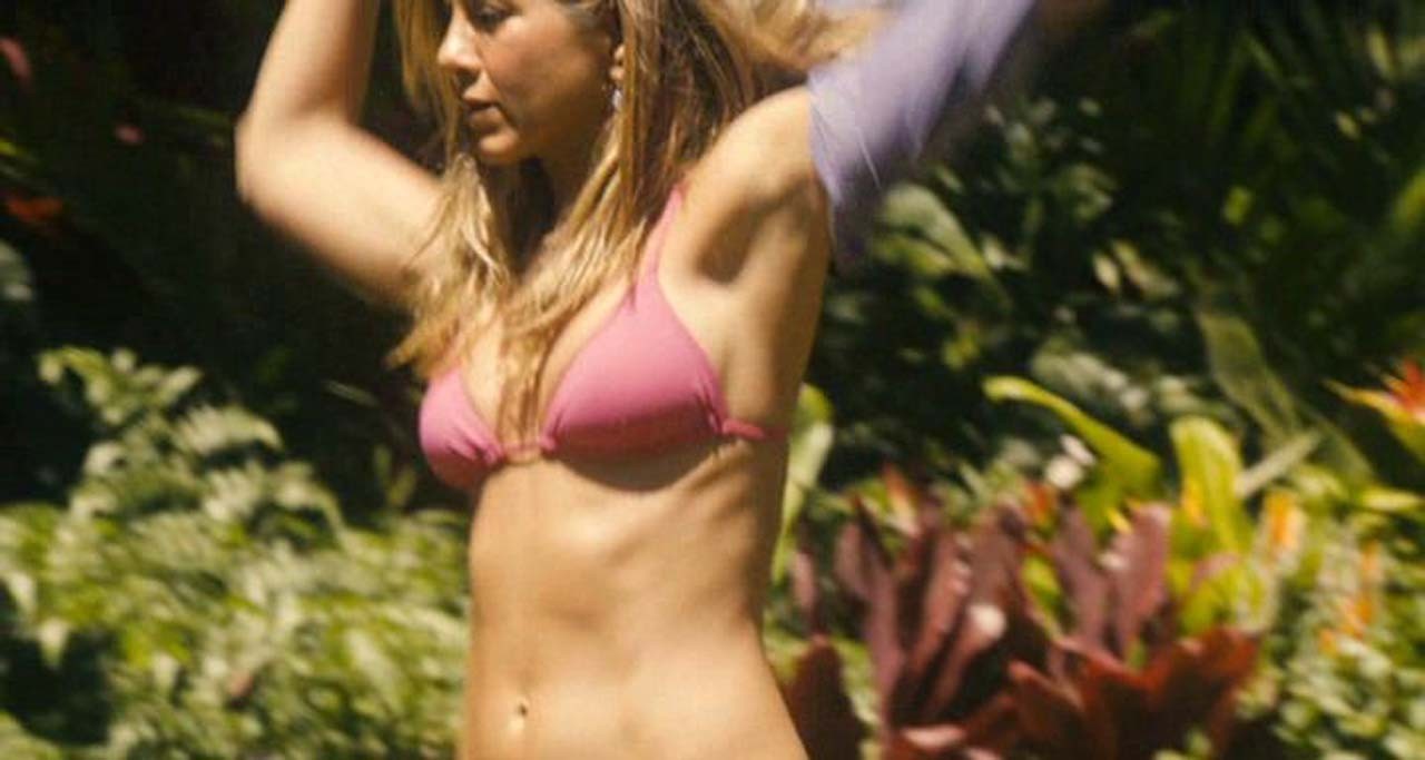 Jennifer Aniston exposing sexy body and hard nipples in see thru bikini #75308235