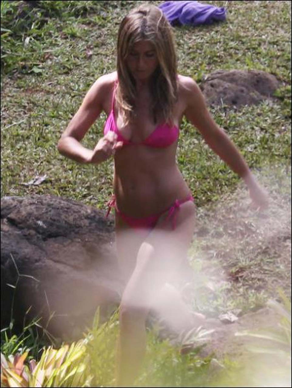 Jennifer Aniston exposing sexy body and hard nipples in see thru bikini #75308303