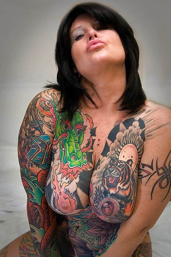 hot tattooed girls posing and in action #73217362