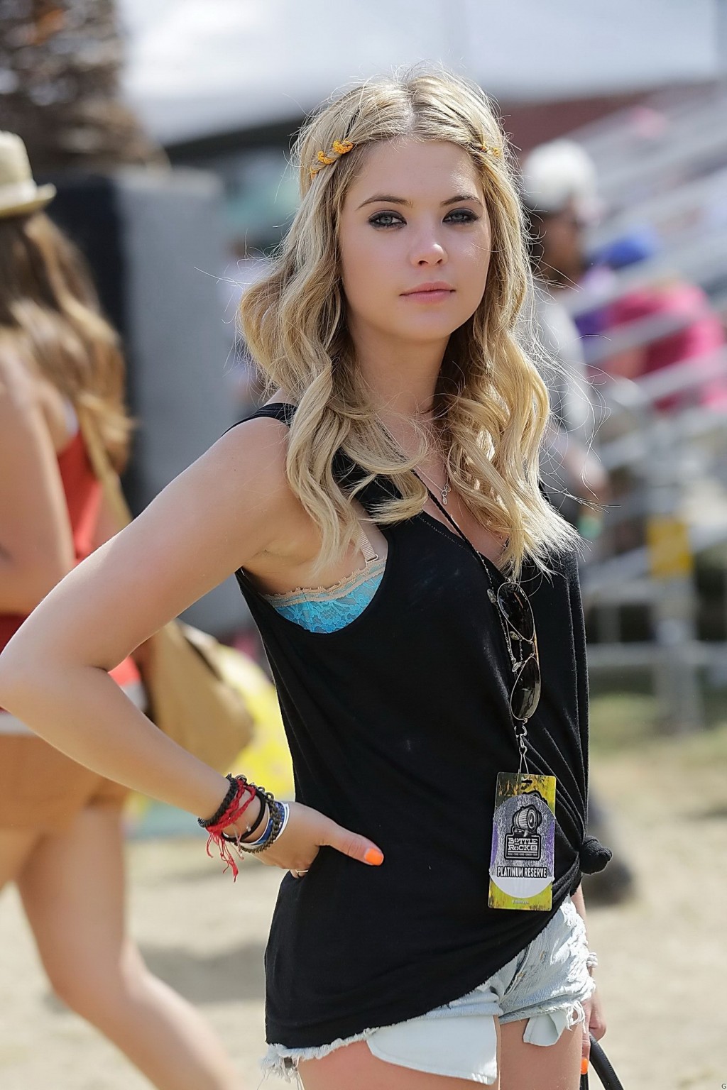 Ashley Benson wearing transparent tank top and hotpants at the Bandeau festival  #75232434