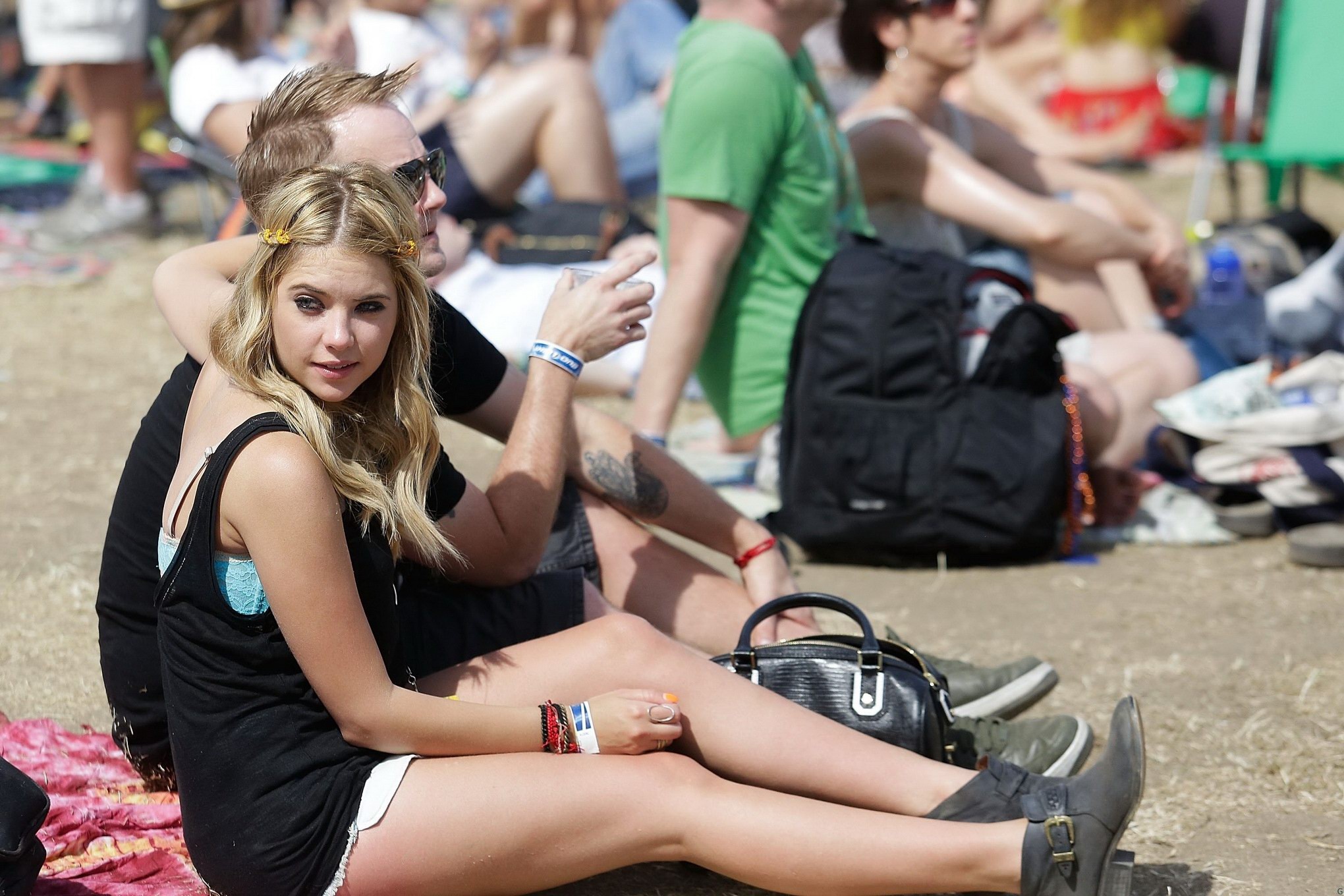 Ashley Benson wearing transparent tank top and hotpants at the Bandeau festival  #75232472
