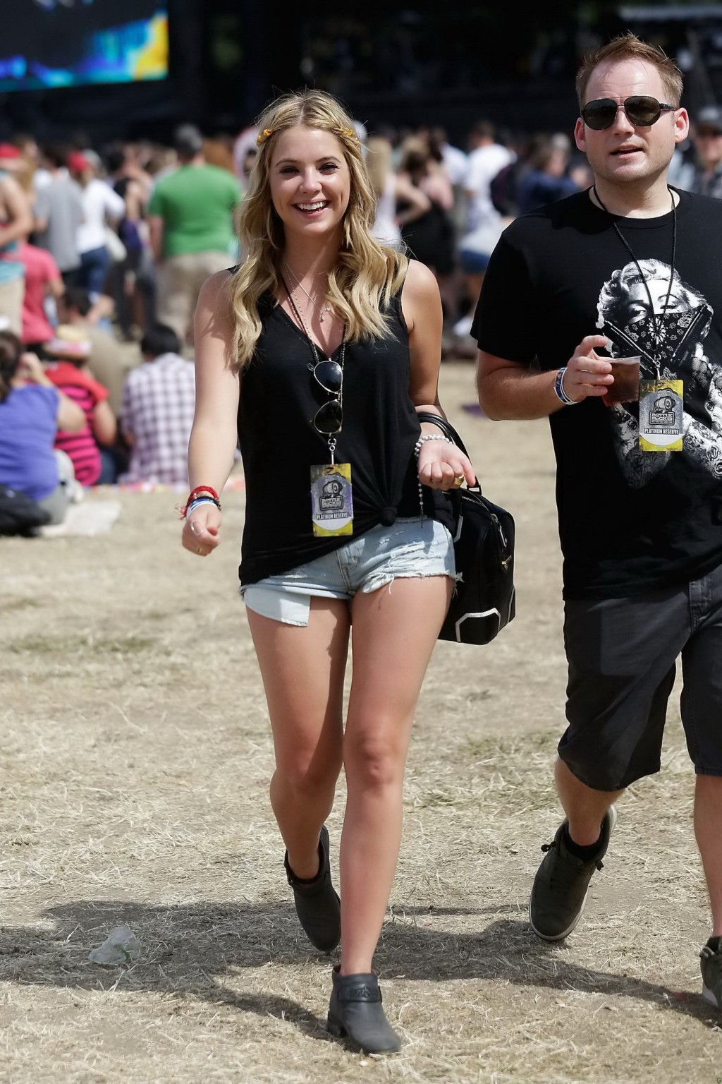 Ashley Benson wearing transparent tank top and hotpants at the Bandeau festival  #75232530