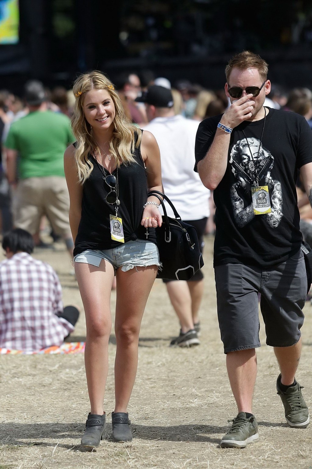 Ashley Benson wearing transparent tank top and hotpants at the Bandeau festival  #75232559