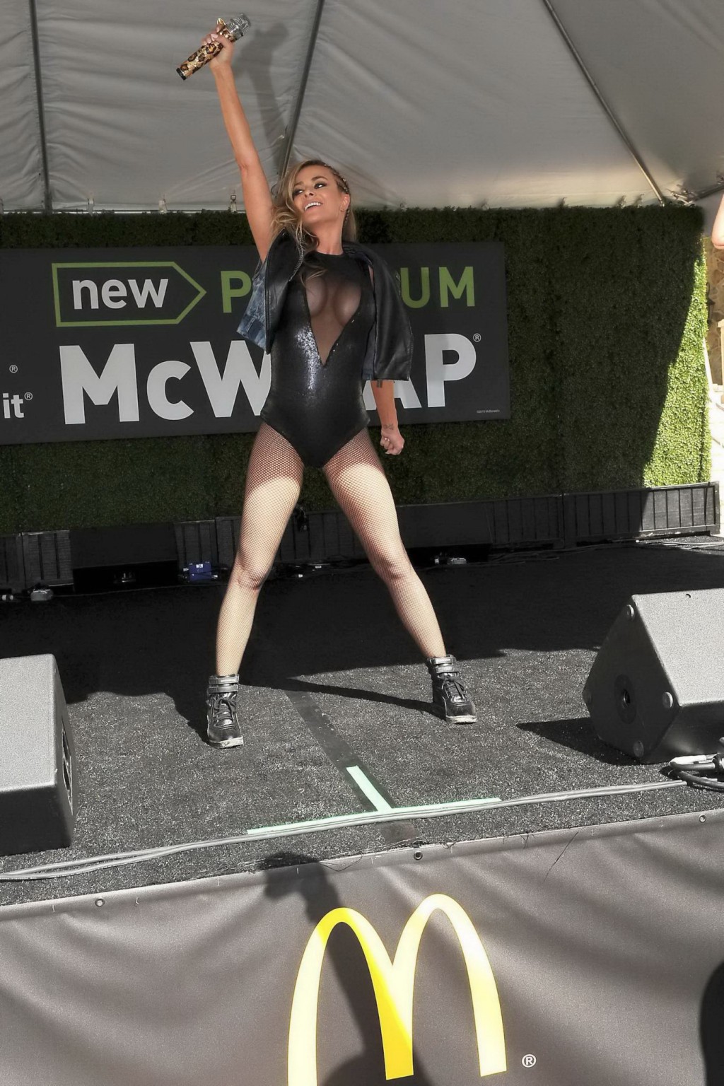 Carmen Electra braless wearing see-thru outfit and stockings while performs at B #75235106