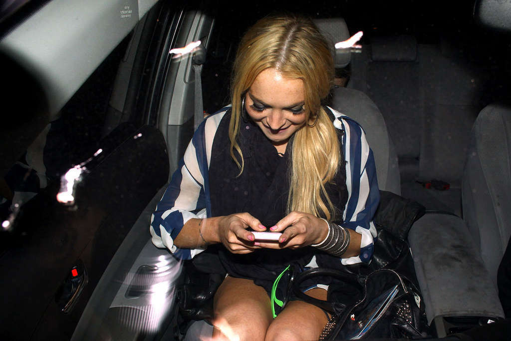 Lindsay Lohan leggy in mini skirt and upskirt in car and topless #75345722