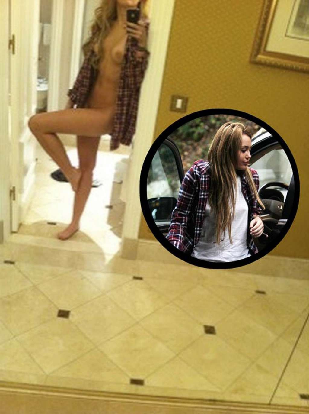 Miley cyrus exponiendo sus tetas e intentando tapar el coño en una foto privada de desnudo robado
 #75324710