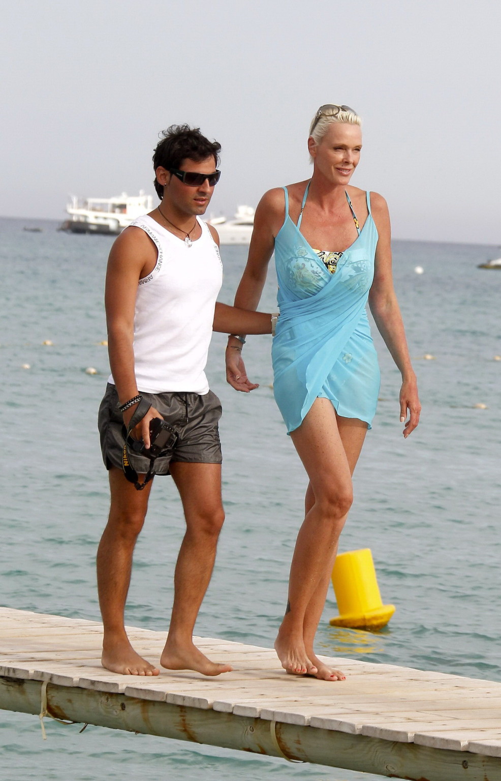 Brigitte Nielsen leggy wearing tiny summer dress on a holiday in Saint Tropez #75335720