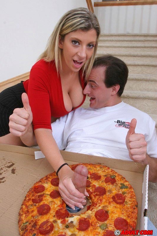 Blonde slut with big tits hardcore pizza fuck two cocks #73645659