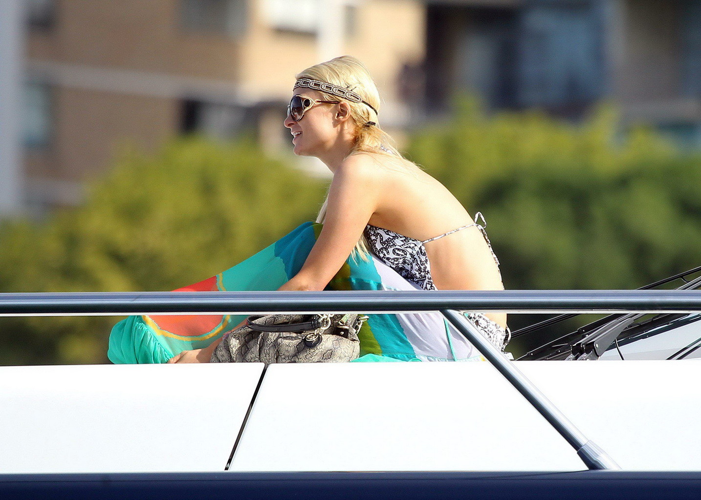 Paris Hilton showing her hot ass in deep cut swimsuit at the yacht in Sydney Har #75268165