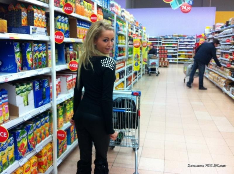 Blonde ex-girlfriend strips in supermarket and gets fucked #71263762