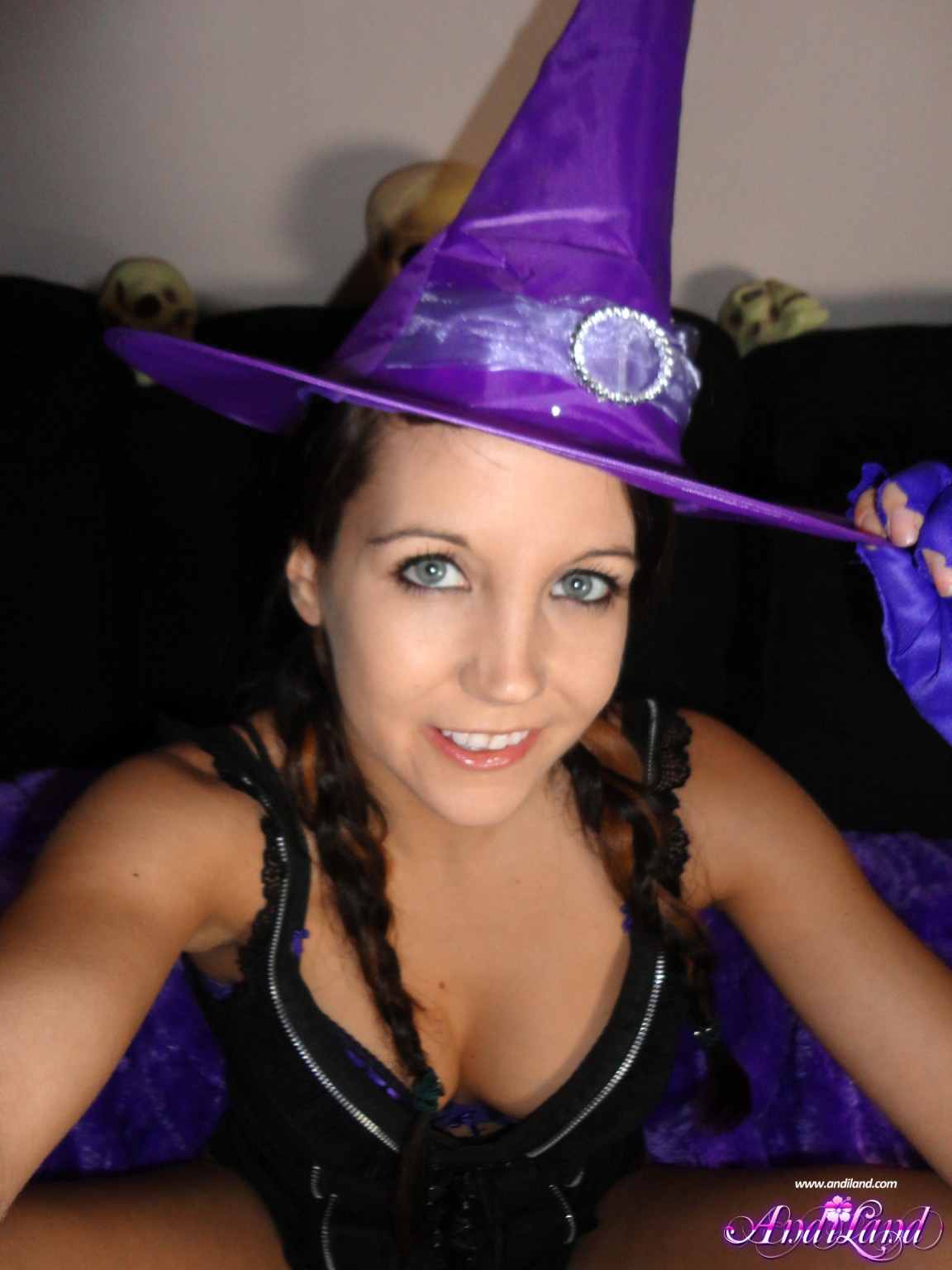 Cute teen girl in witch costume #67412988
