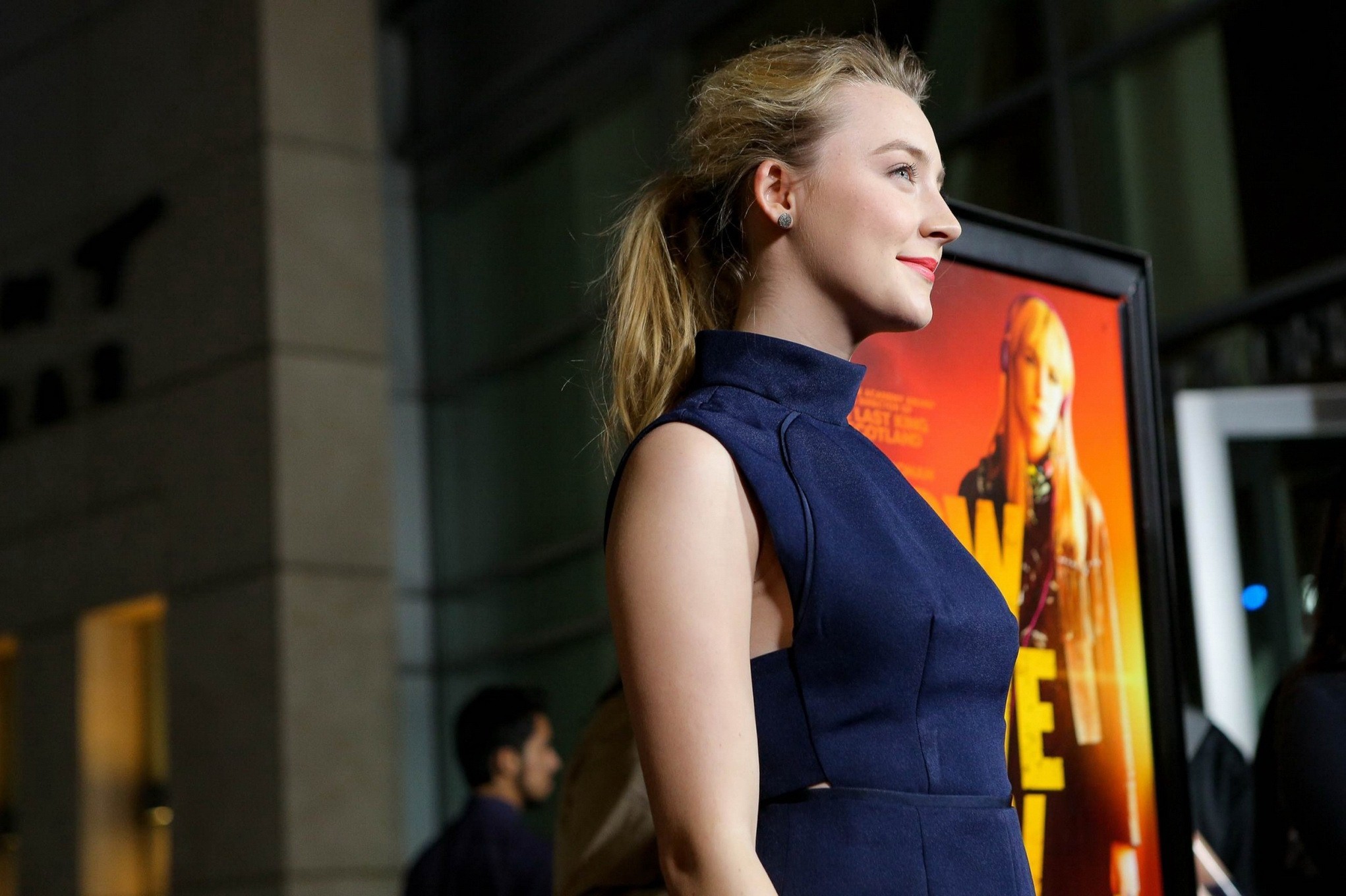 Saoirse Ronan busty and leggy wearing purple mini dress at How I Live Now premie #75213806